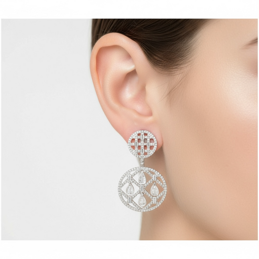ARETES LARGOS CIRCULO DIAMANTES