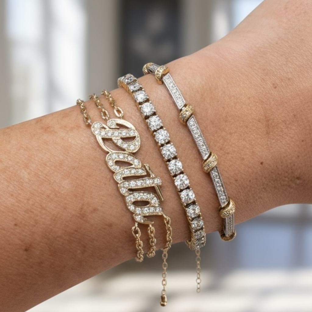 PULSERA NOMBRE CON DIAMANTES