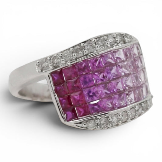 ANILLO CUADRADO ZAFIRO ROSA