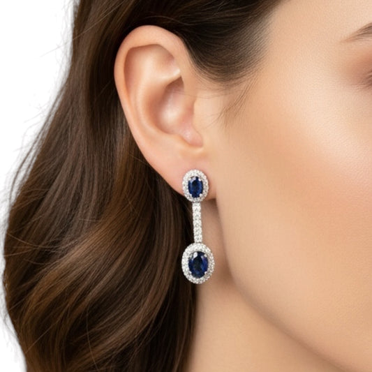 ARETES LARGOS DOBLES ZAFIRO