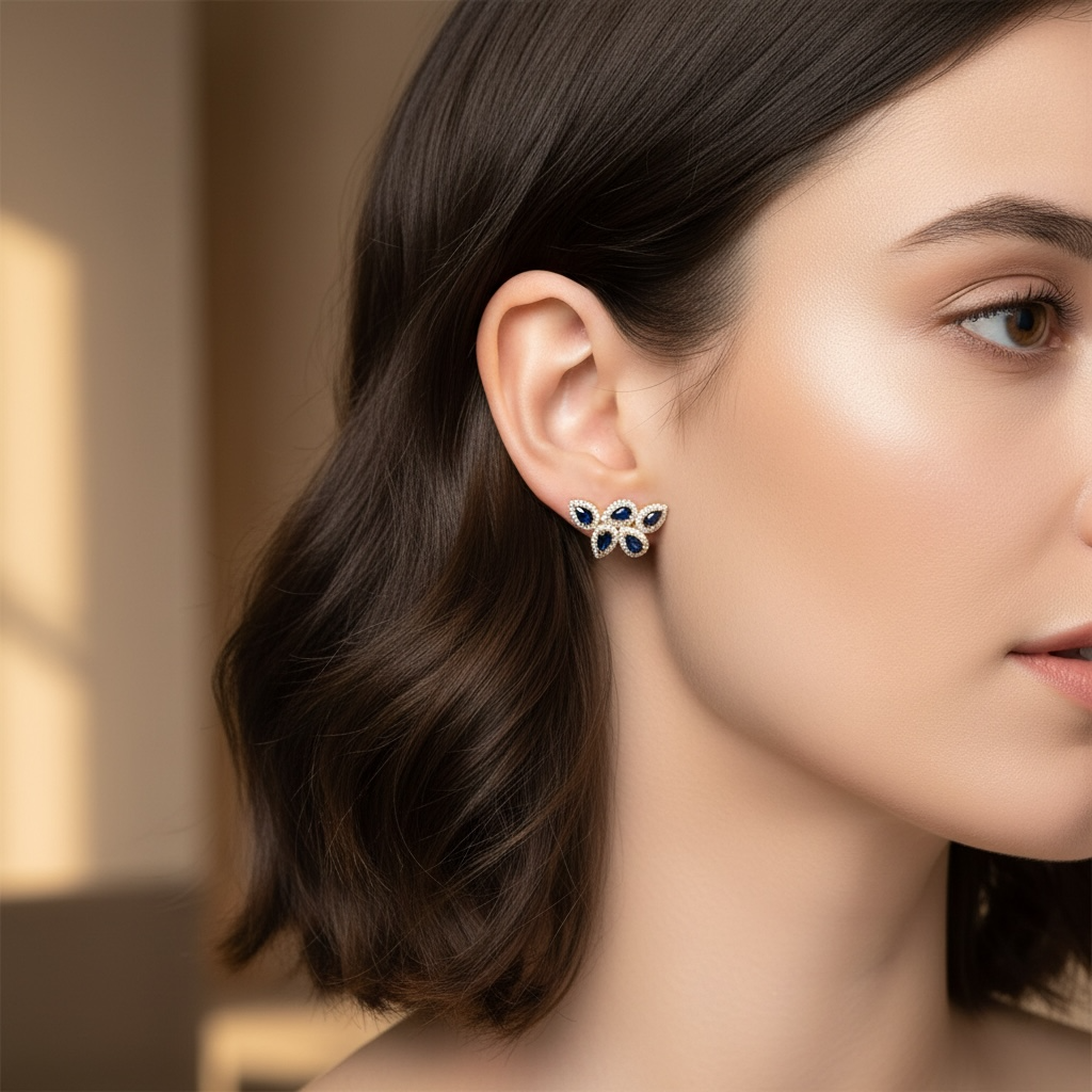 ARETES HOJAS ZAFIRO