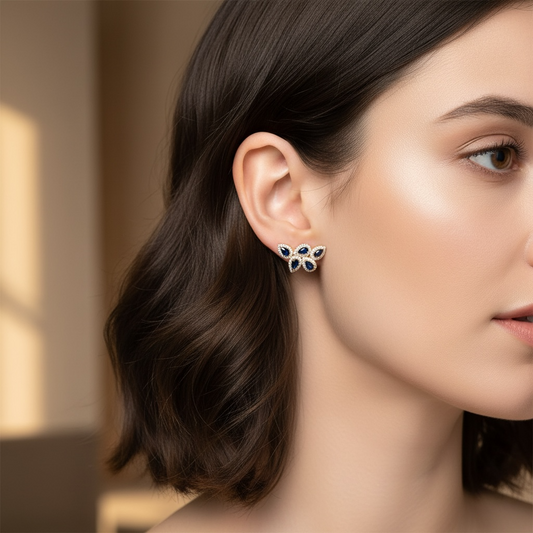 ARETES HOJAS ZAFIRO