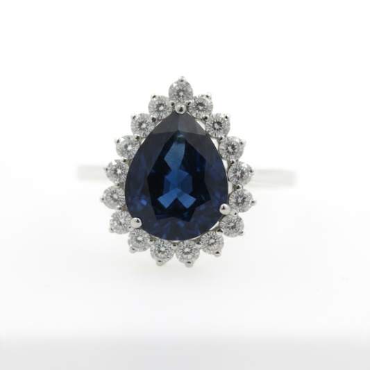 ANILLO GOTA ZAFIRO Y DIAMANTES