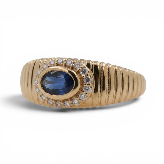ANILLO ESTRIADO ZAFIRO Y DIAMANTES