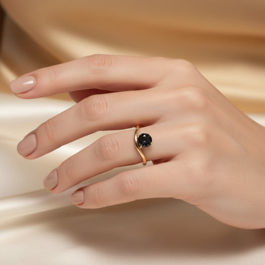 ANILLO WAVY DIAMANTE NEGRO