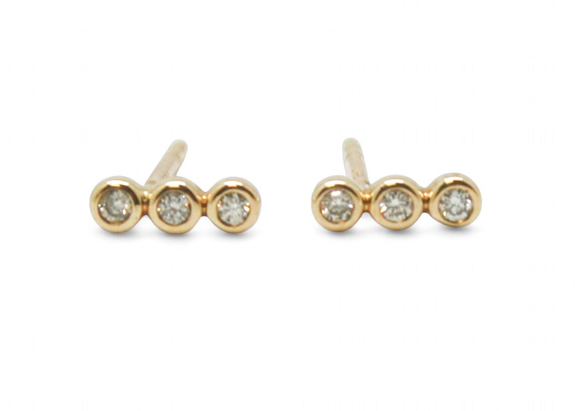ARETES TRES DIAMANTES BISEL