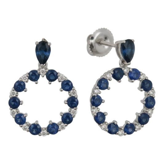 ARETES CIRCULO DOBLE ZAFIRO