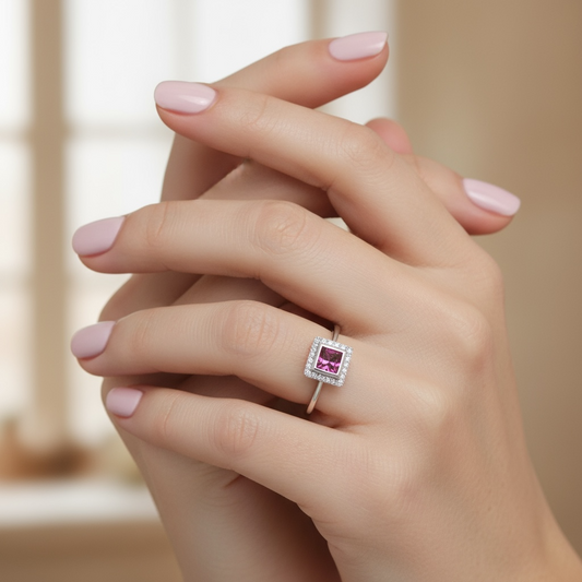 ANILLO CUADRADO RUBI