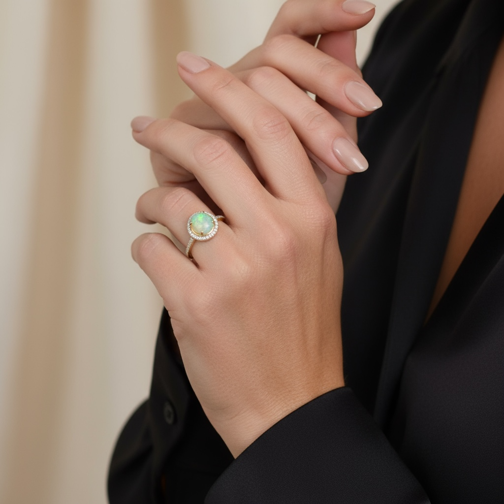 ANILLO OPALO Y DIAMANTES