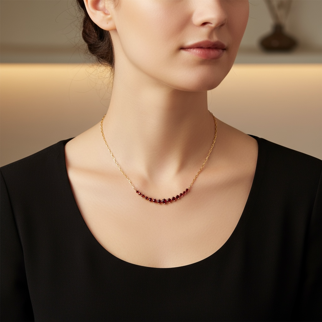 COLLAR RUBI MEDIO CIRCULO