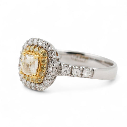 ANILLO CUADRADO DIAMANTES AMARILLOS