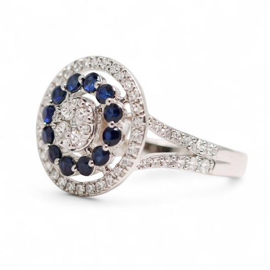 ANILLO REDONDO ZAFIRO Y DIAMANTES