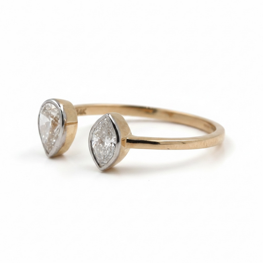 ANILLO ABIERTO DIAMANTES MARQUIS