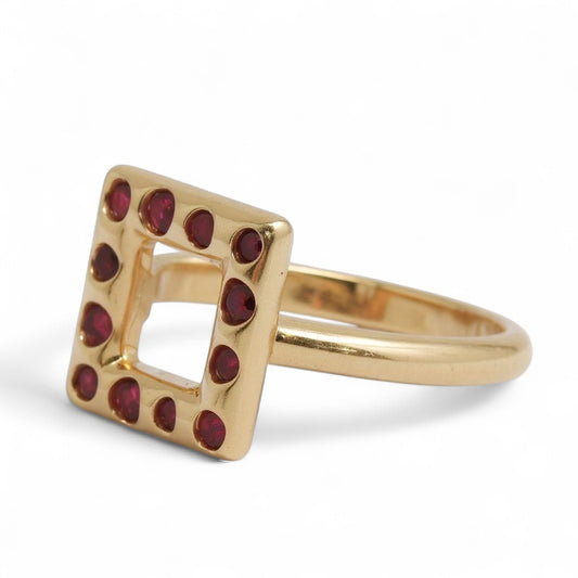 ANILLO MODERNO RUBI CUADRADO