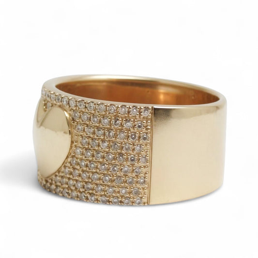 ANILLO GRUESO CORAZON Y DIAMANTES