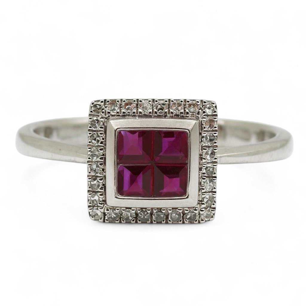 ANILLO CUADRADO RUBI