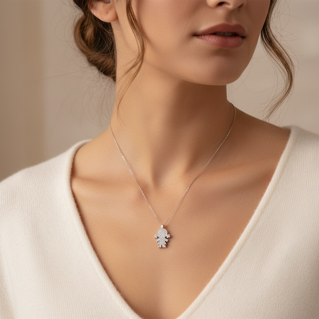 DIJE MUÑECA ORO Y DIAMANTES