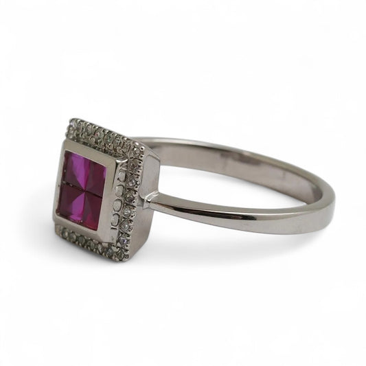 ANILLO CUADRADO RUBI