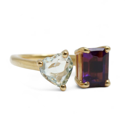 ANILLO ABIERTO AMATISTA Y AGUAMARINA