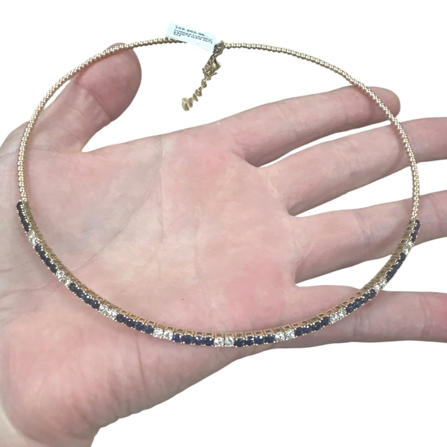COLLAR ZAFIRO Y DIAMANTES SEMIFLEXIBLE