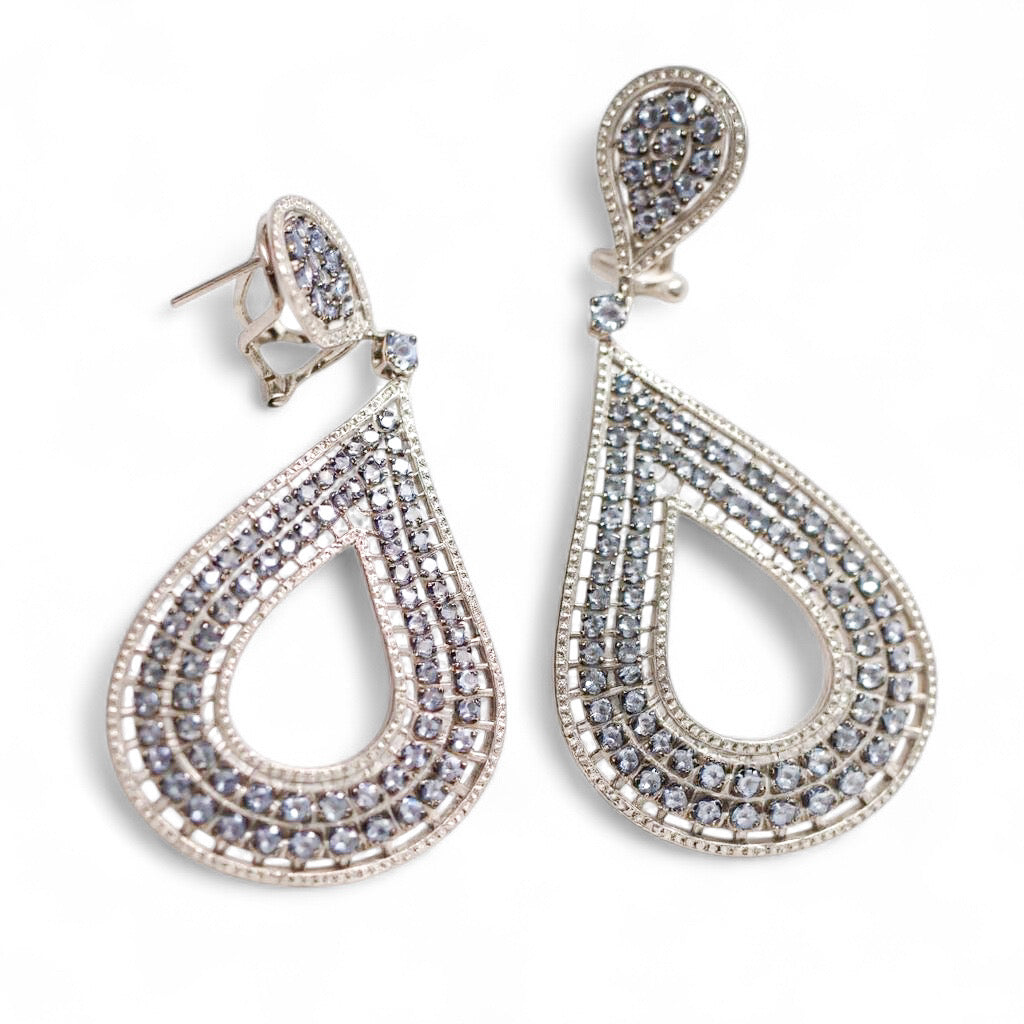 ARETES LARGOS ZAFIRO Y DIAMANTES