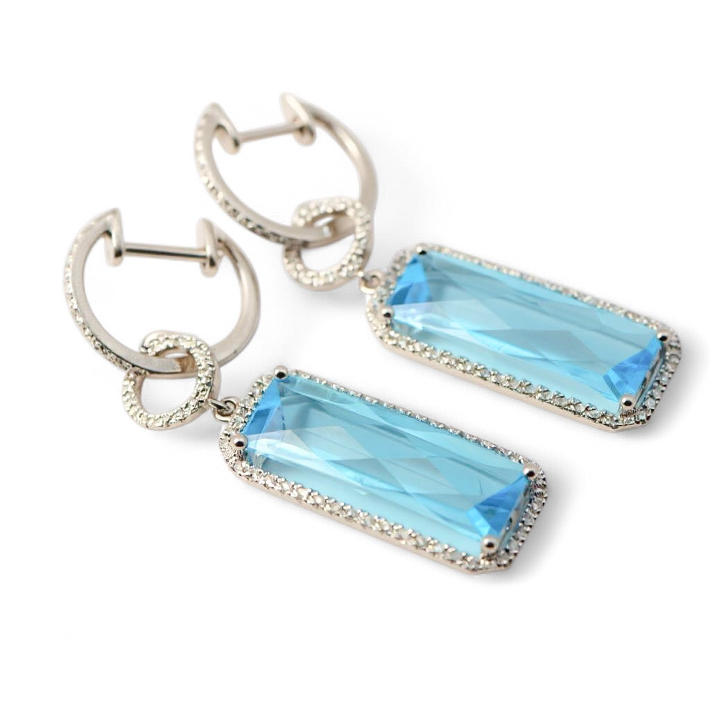 ARETES LARGOS TOPACIO Y DIAMANTES