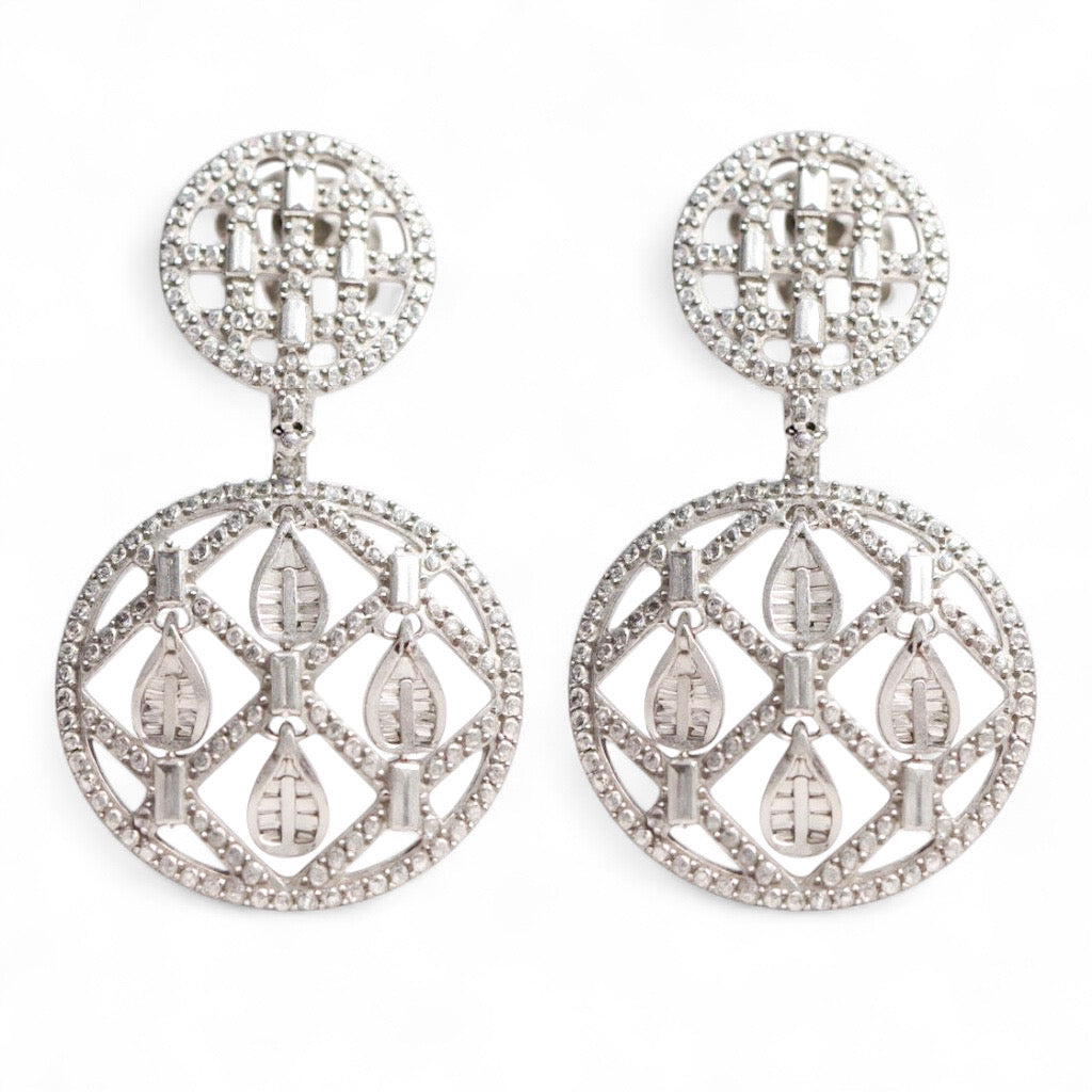 ARETES LARGOS CIRCULO DIAMANTES