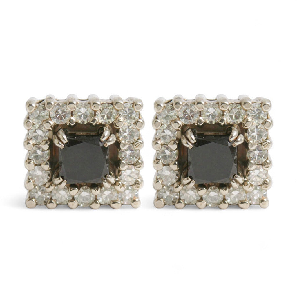 ARETES HALO DIAMANTES NEGROS