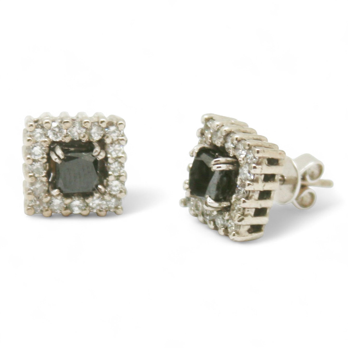 ARETES HALO DIAMANTES NEGROS