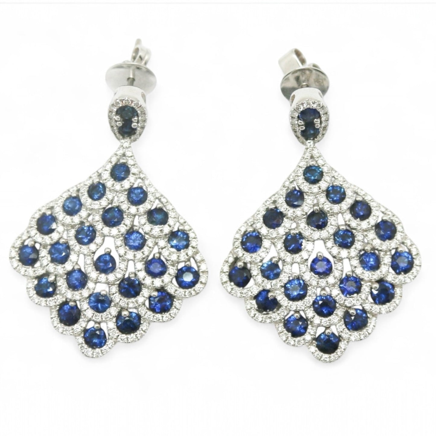 ARETES LARGOS ZAFIRO Y DIAMANTES