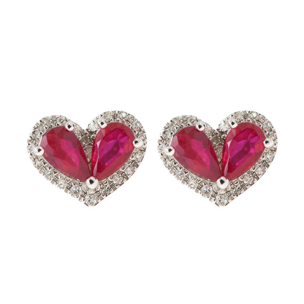 ARETES CORAZON RUBI