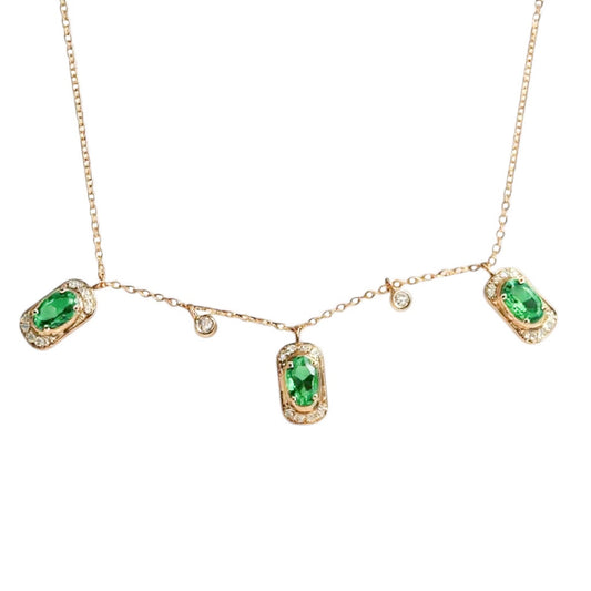 COLLAR RECTANGULOS TZAVORITA Y DIAMANTES