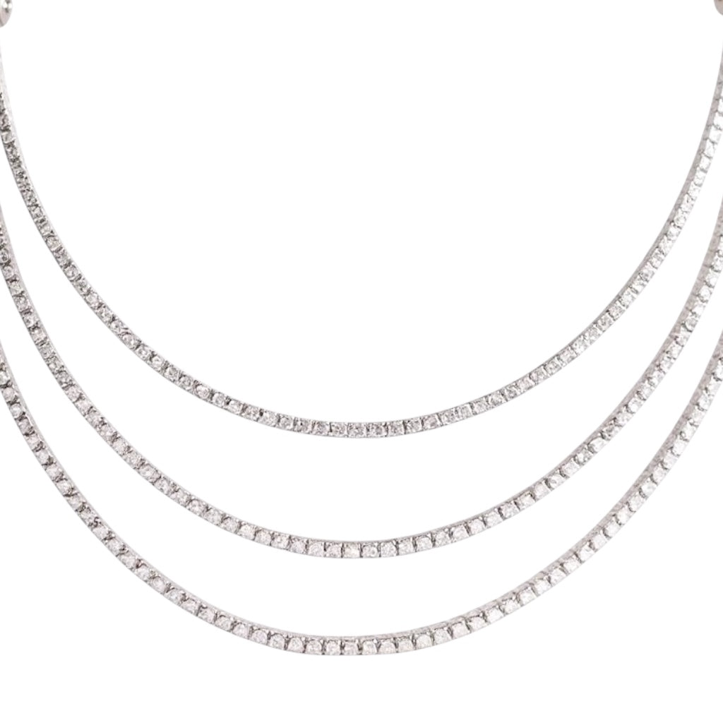 COLLAR DIAMANTES TRES HILOS