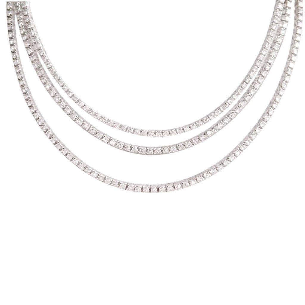 COLLAR DIAMANTES TRES HILOS