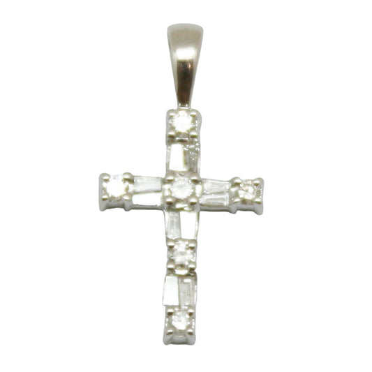CRUZ ORO BLANCO DIAMANTES Y BAGUETTES