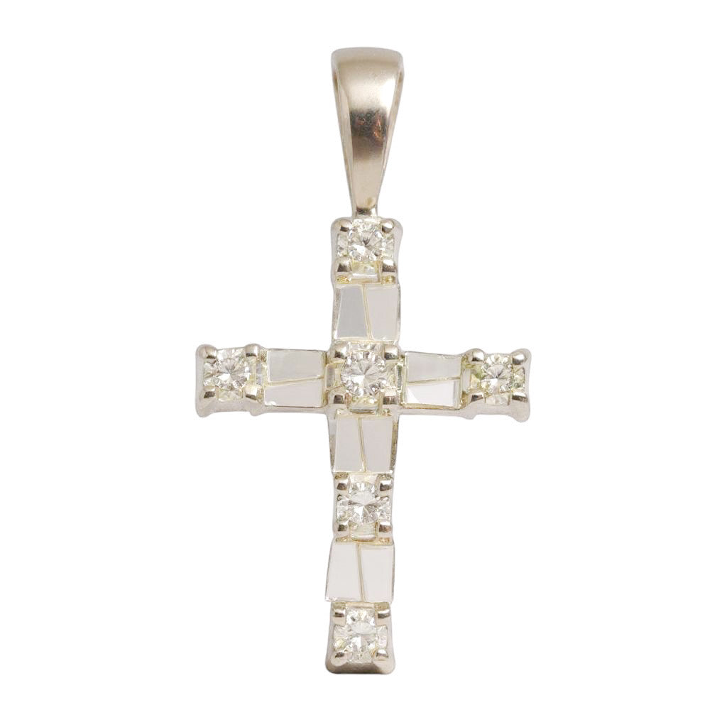 CRUZ ORO BLANCO DIAMANTES Y BAGUETTES