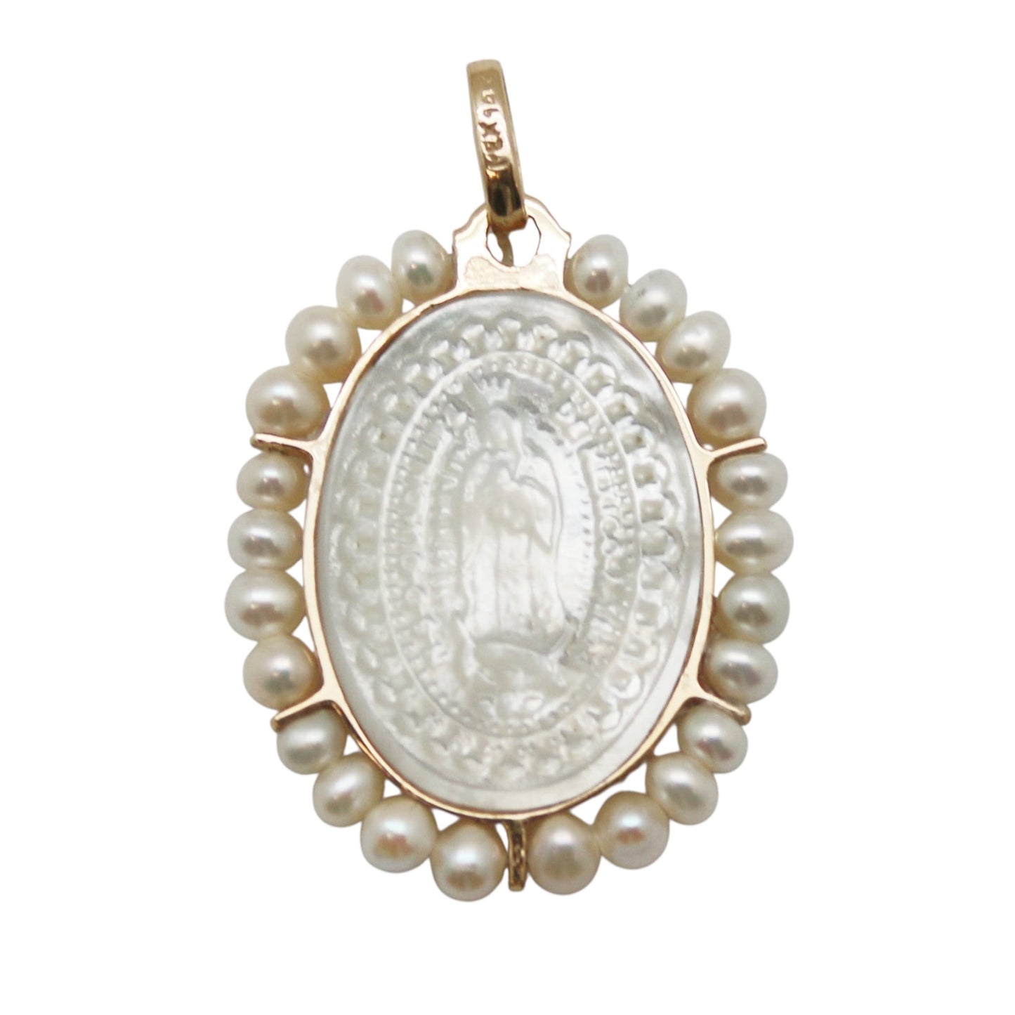 MEDALLA GUADALUPANA MADRE PERLA PERLITAS
