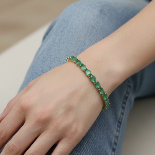 PULSERA ESMERALDA OVAL