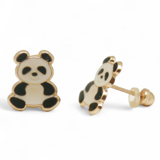 ARETES NIÑAS ESMALTE PANDA
