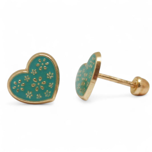 ARETES NIÑAS ESMALTE CORAZON