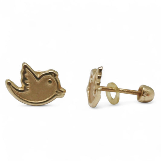 ARETES NIÑAS ORO PAJARO