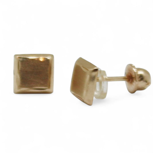 ARETES NIÑAS CUADRADOS ORO