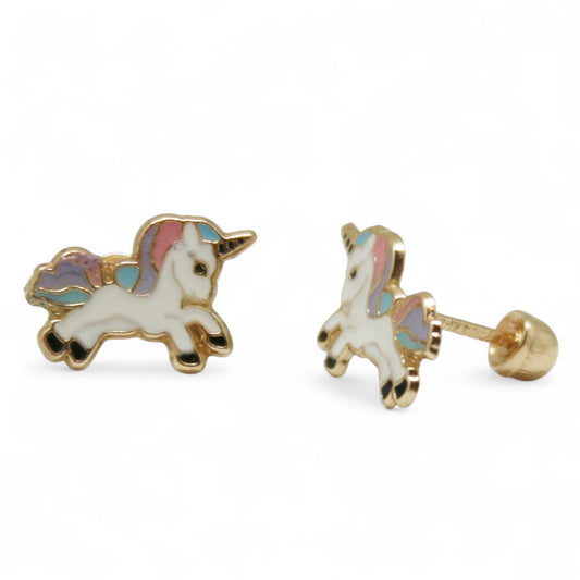 ARETES NIÑAS ESMALTE UNICORNIO