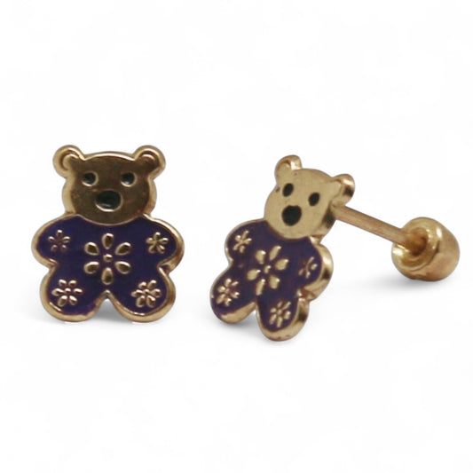 ARETES NIÑAS ESMALTE OSO