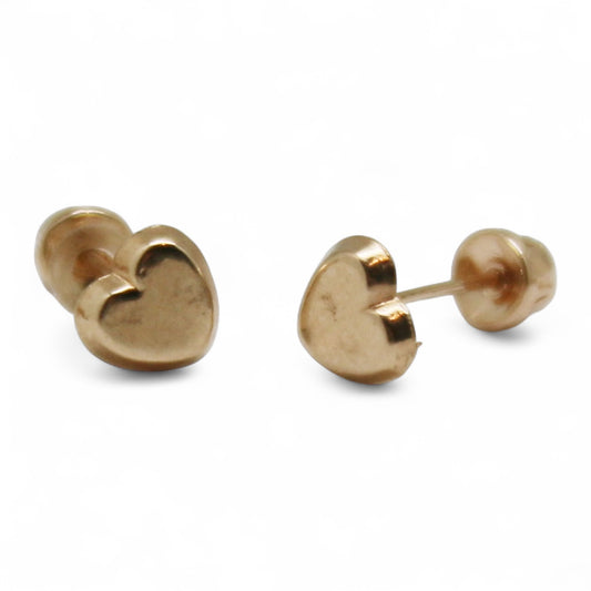 ARETES NIÑAS CORAZÓN ORO