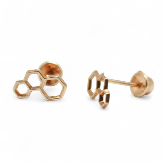 ARETES NIÑAS PANAL ORO