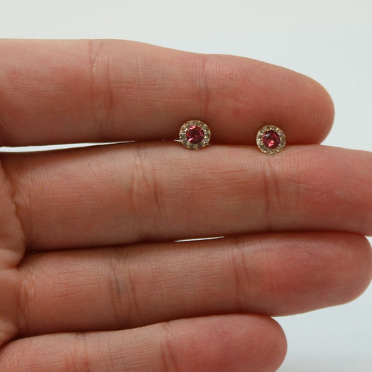 ARETES NIÑAS CIRCULO CIRCONIA ROSA