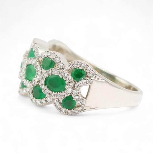 ANILLO ESMERALDAS Y DIAMANTES