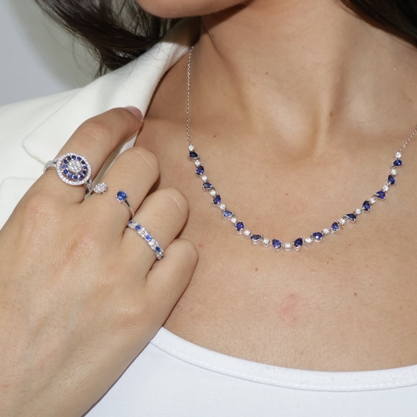 ANILLO ABIERTO ZAFIRO DIAMANTES