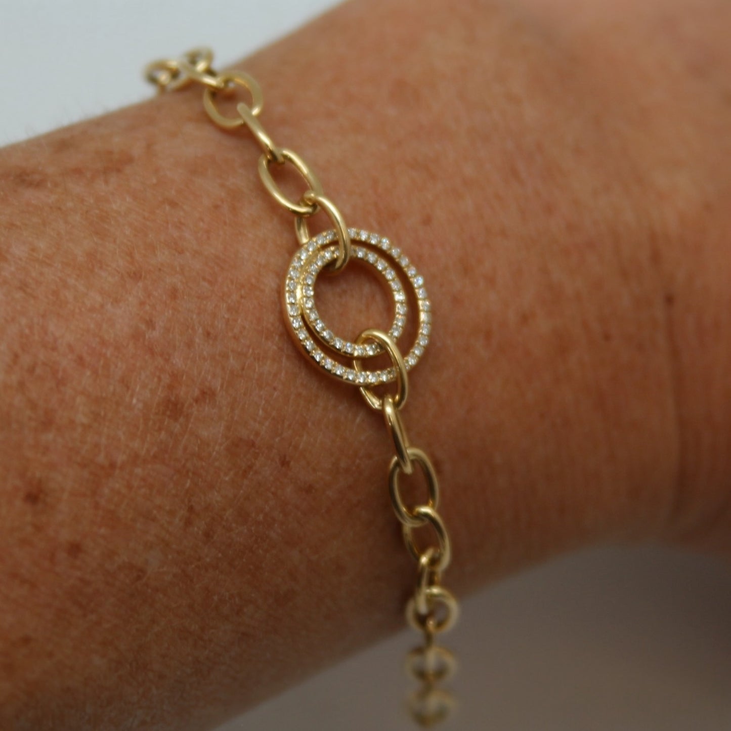 PULSERA LINKS CIRCULO DIAMANTE